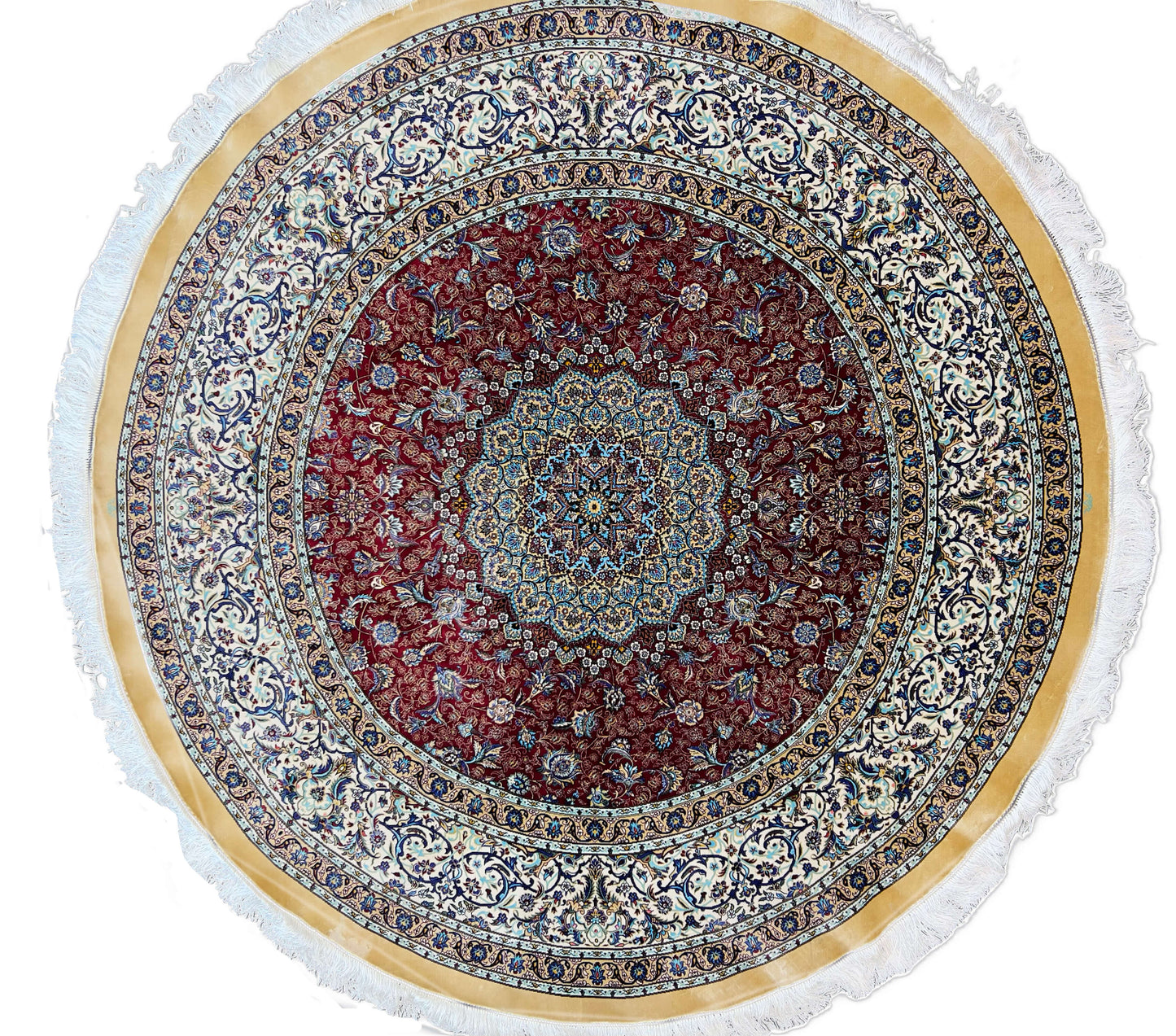 Burgundy Round Bamboo Silk Rug