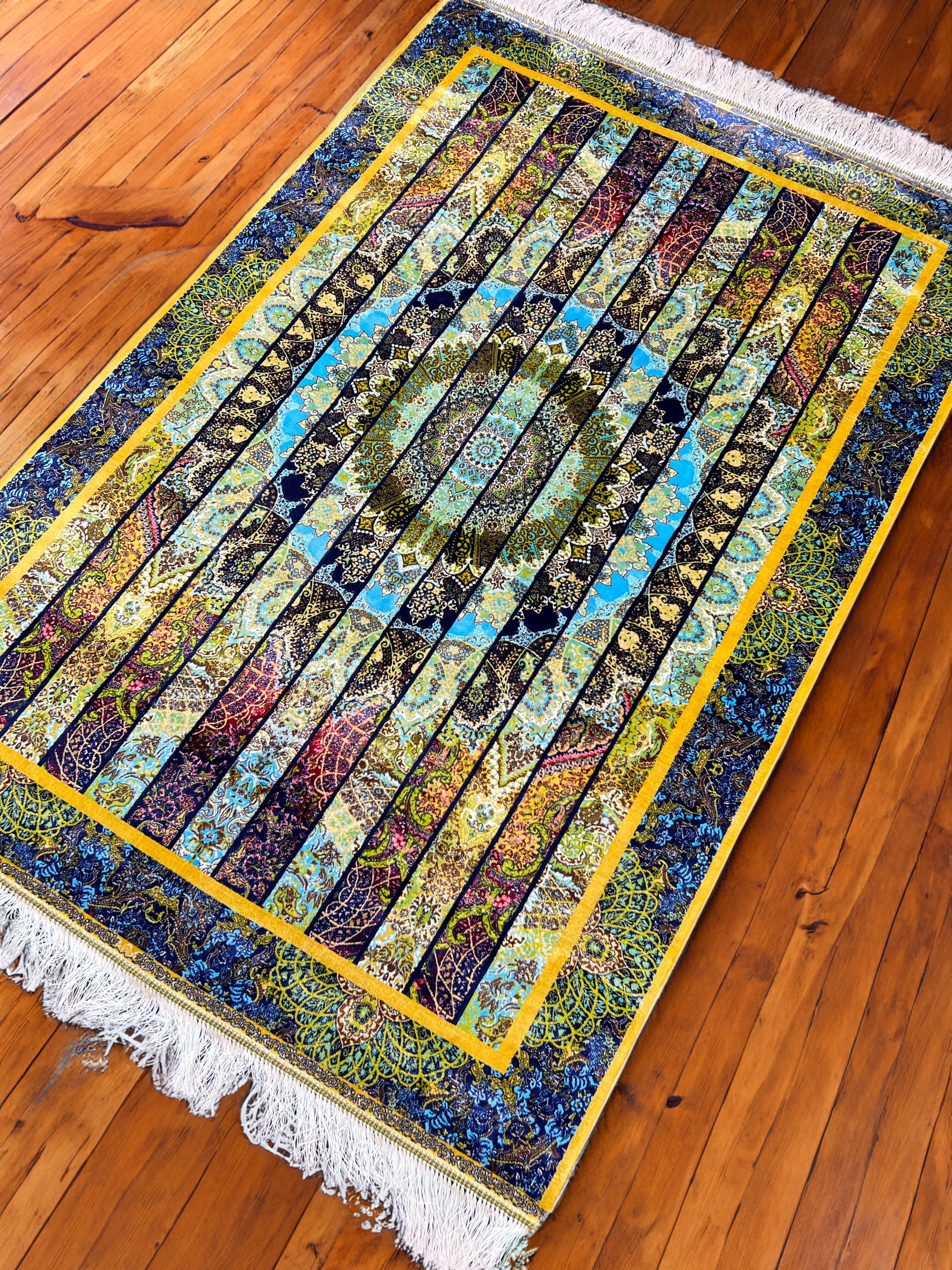 Vibrant Splash Silk Persian Area Rug