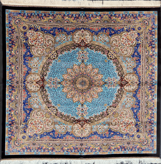 Square Blue Azure Medallion Rug