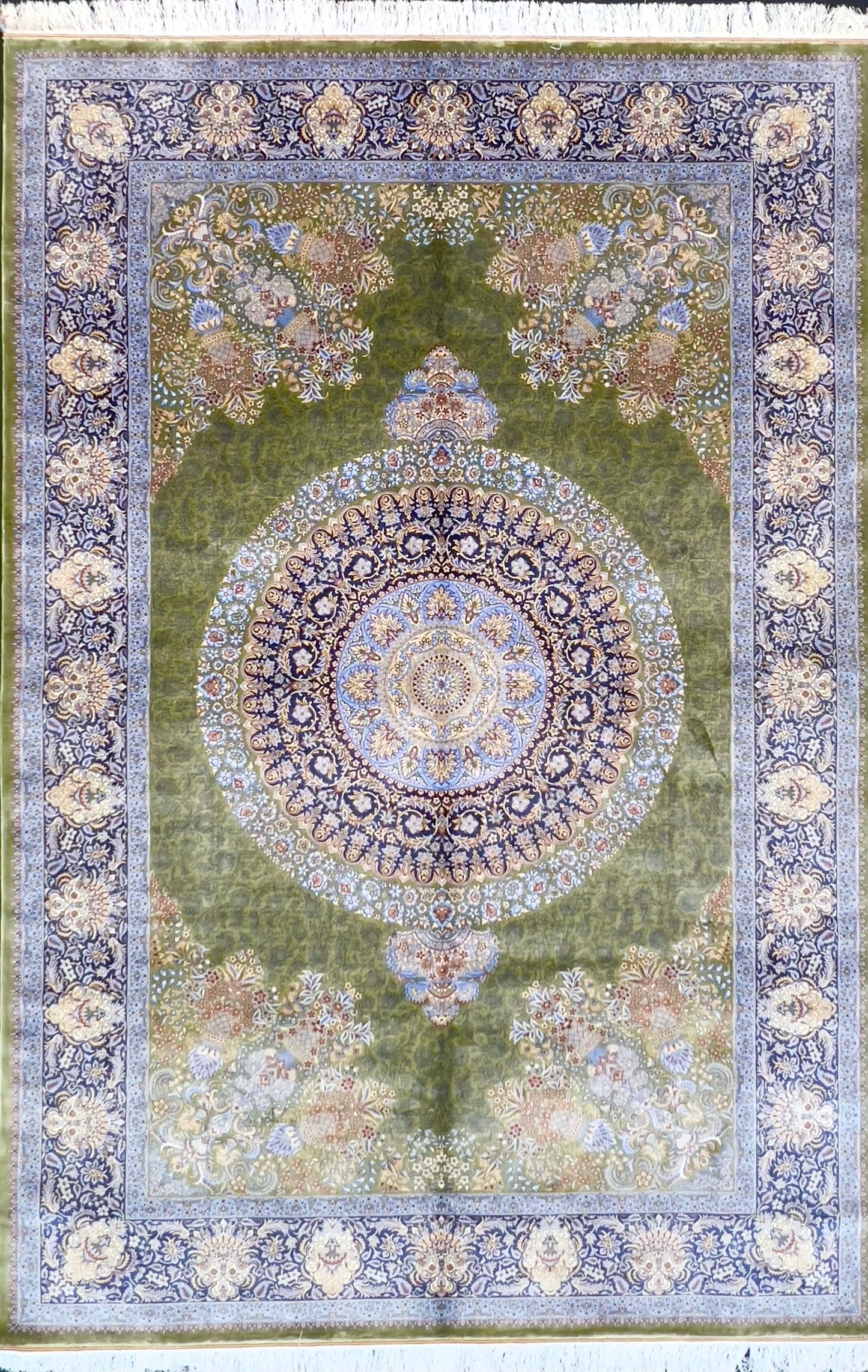 Green Rhapsody Silk Rug