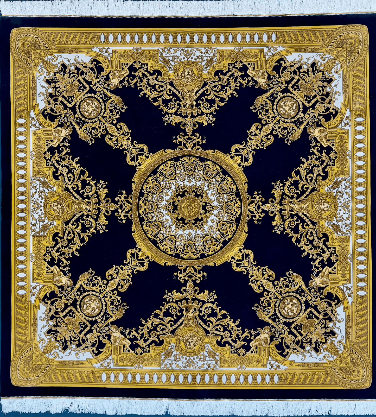 Square Black and Gold Rug