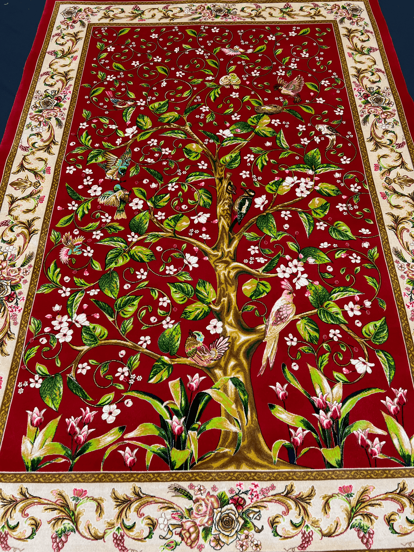 Red Tree Bamboo Silk Rug