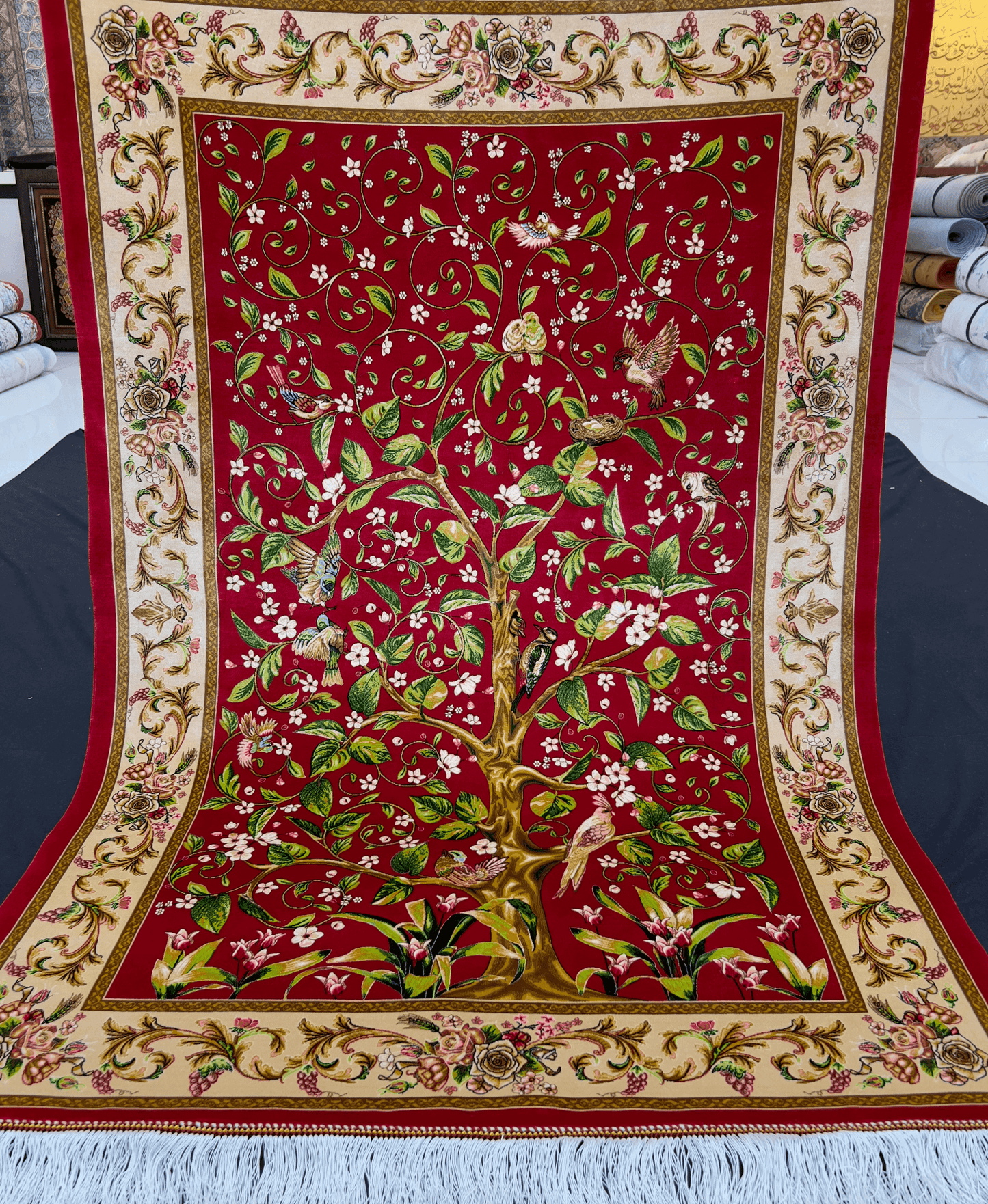 Red Tree Bamboo Silk Rug