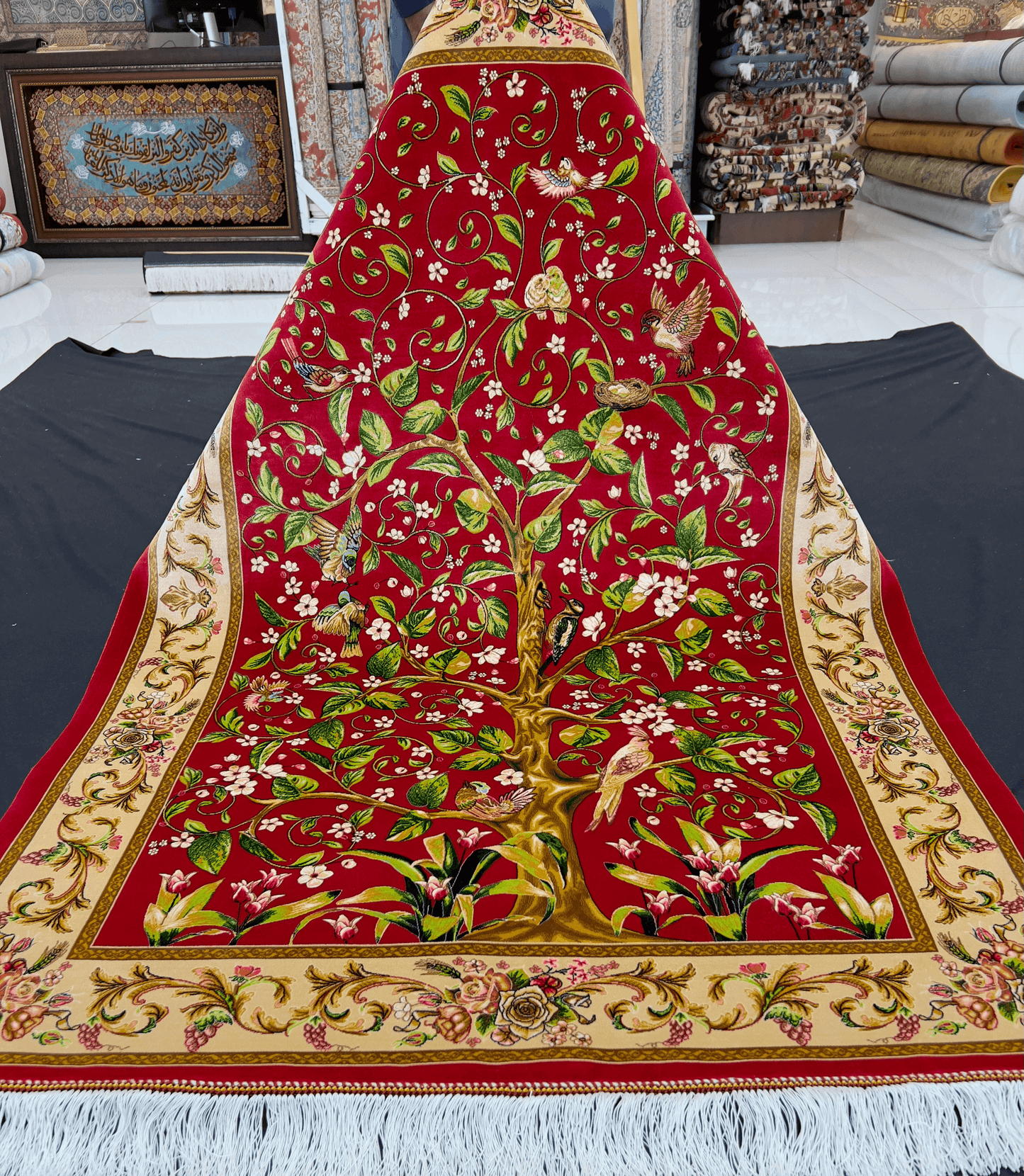 Red Tree Bamboo Silk Rug