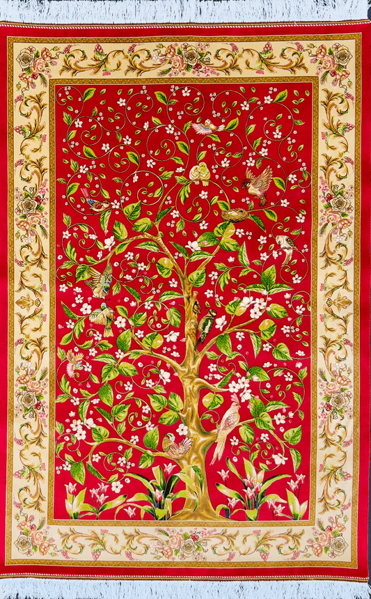 Red Tree Bamboo Silk Rug