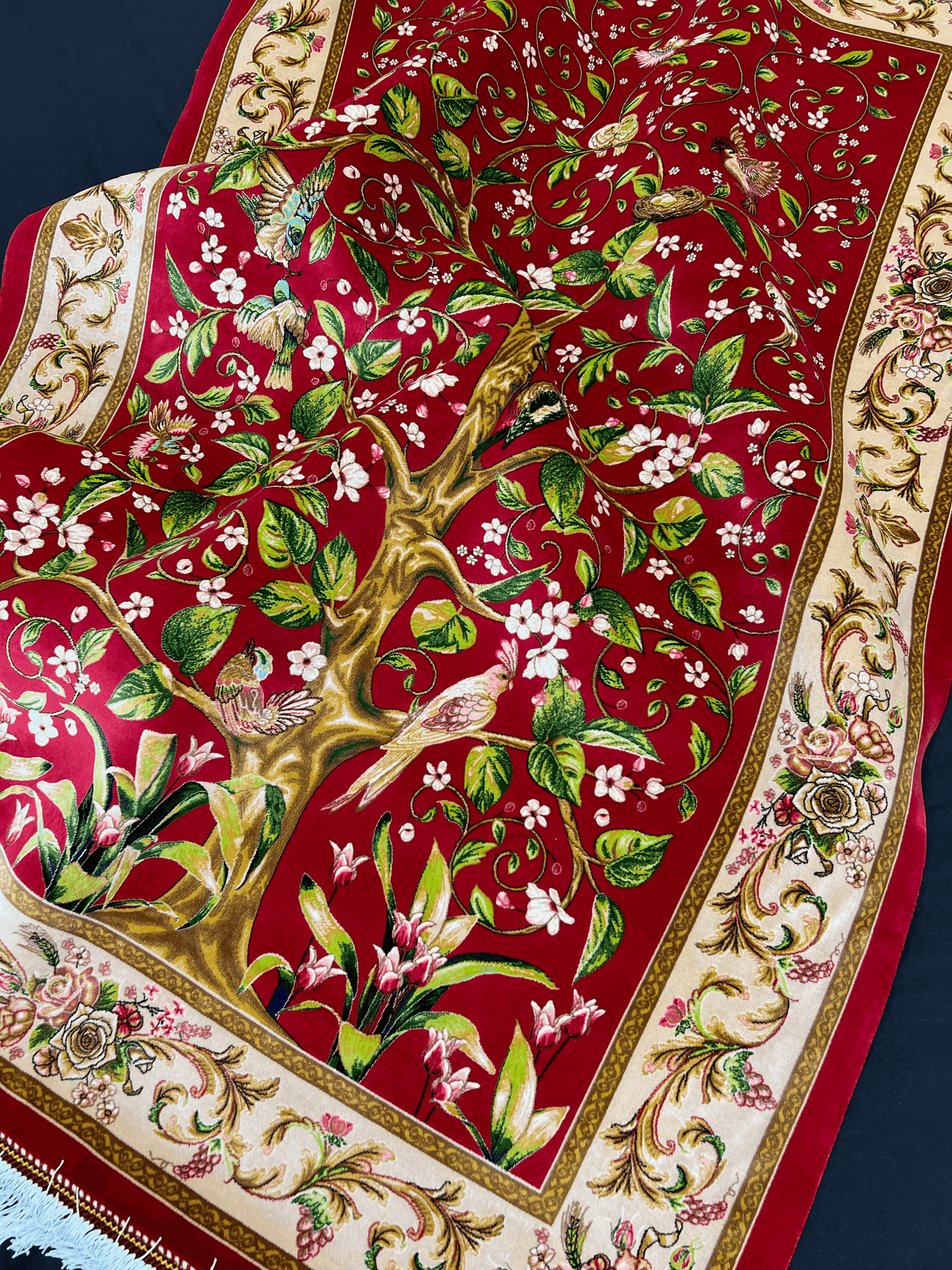 Red Tree Bamboo Silk Rug