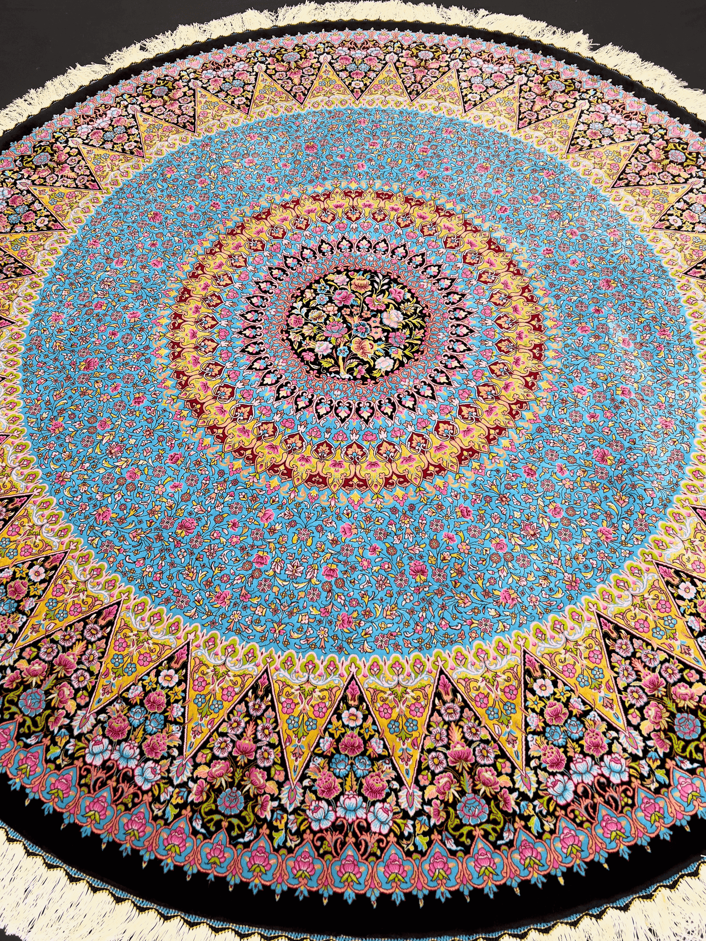 Round Spectral Mandala Oriental Rug