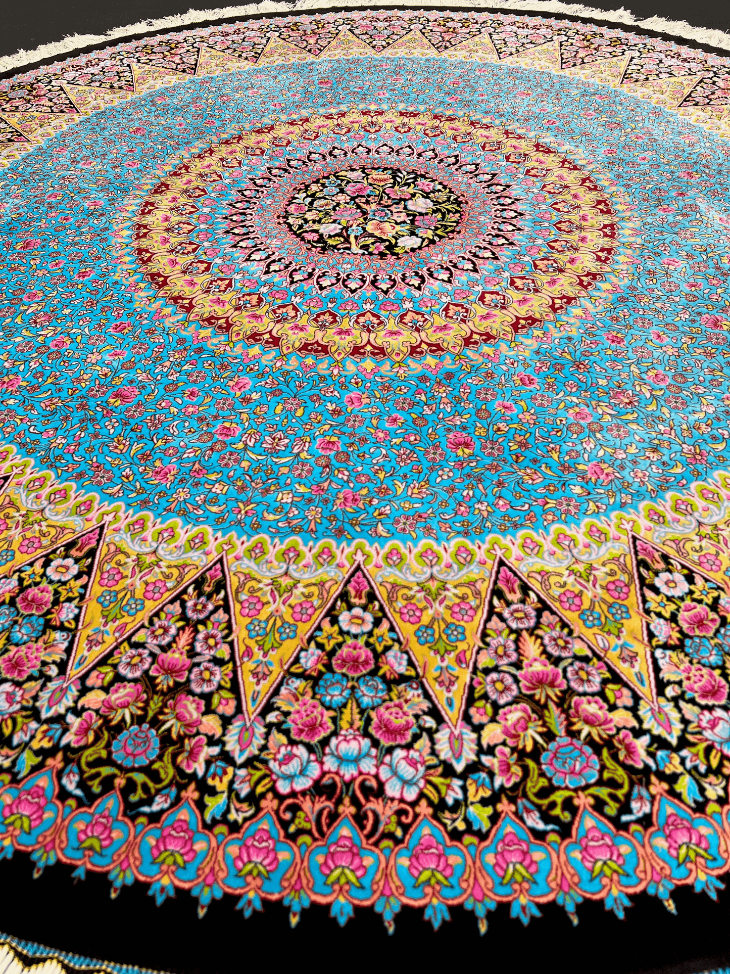 Round Spectral Mandala Oriental Rug