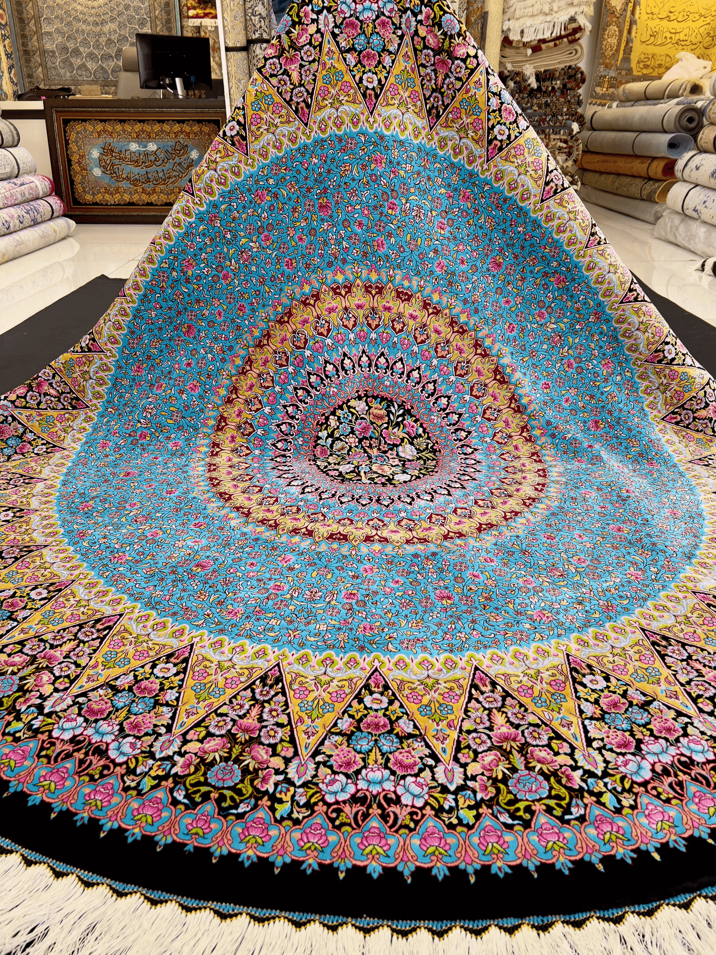 Round Spectral Mandala Oriental Rug