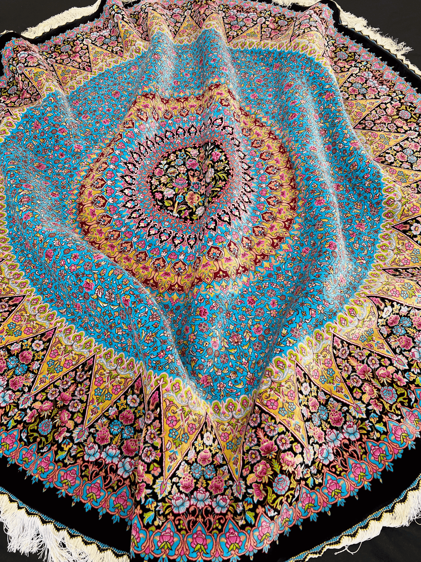 Round Spectral Mandala Oriental Rug