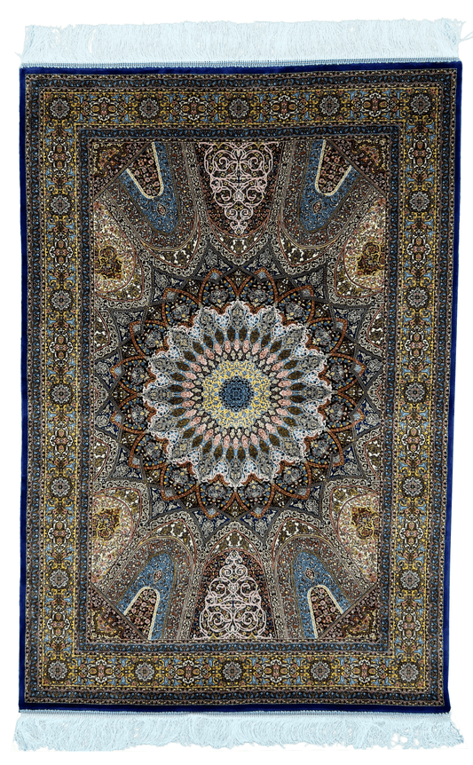 Sapphire Mandala Bamboo Silk Rug