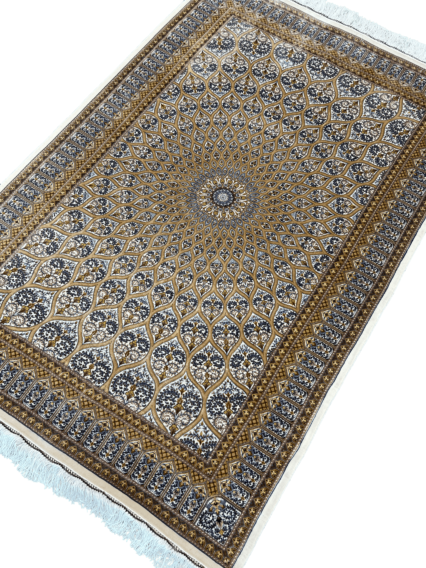 Brown Gonbad Dome Bamboo Silk Rug