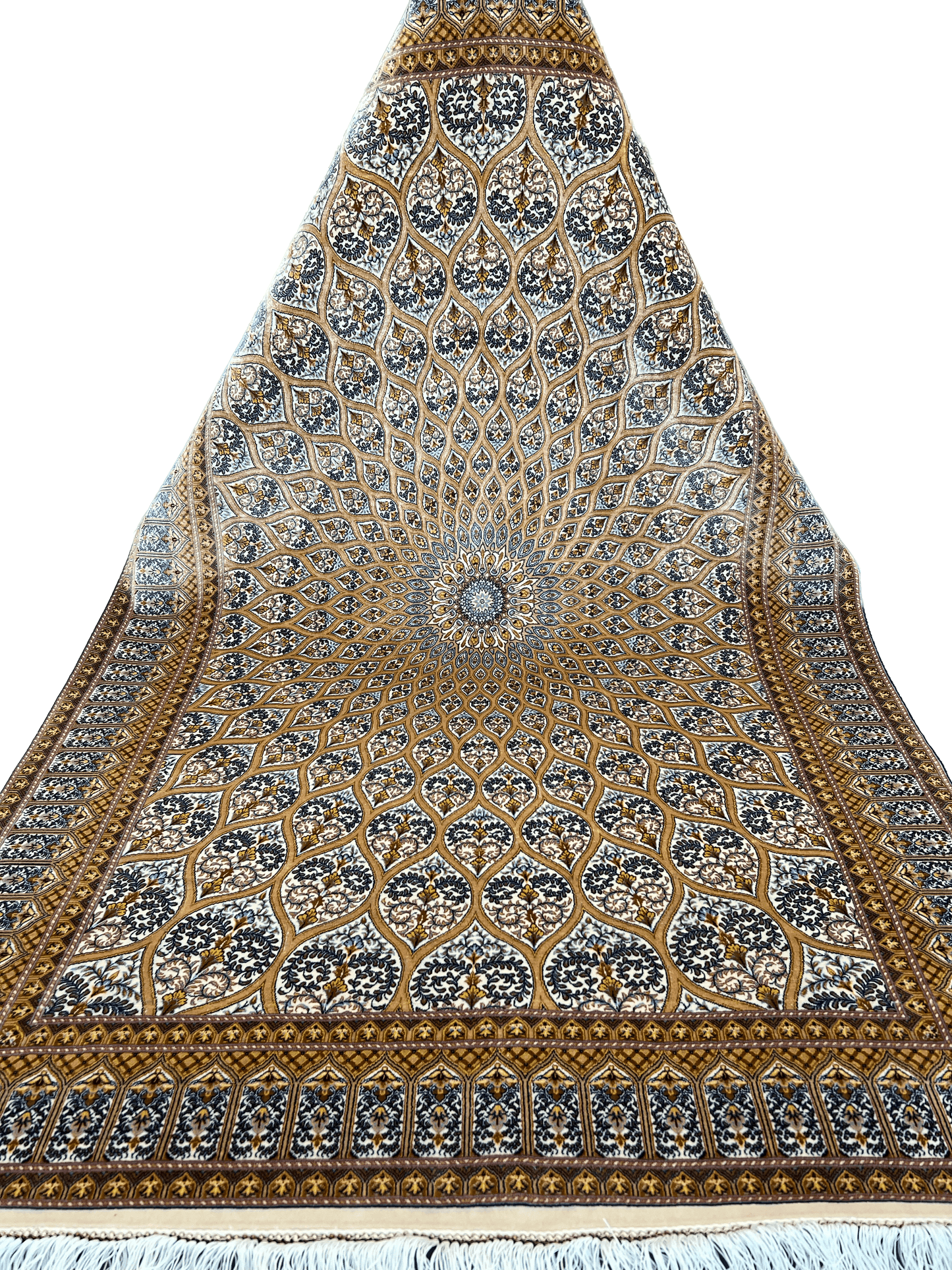 Brown Gonbad Dome Bamboo Silk Rug