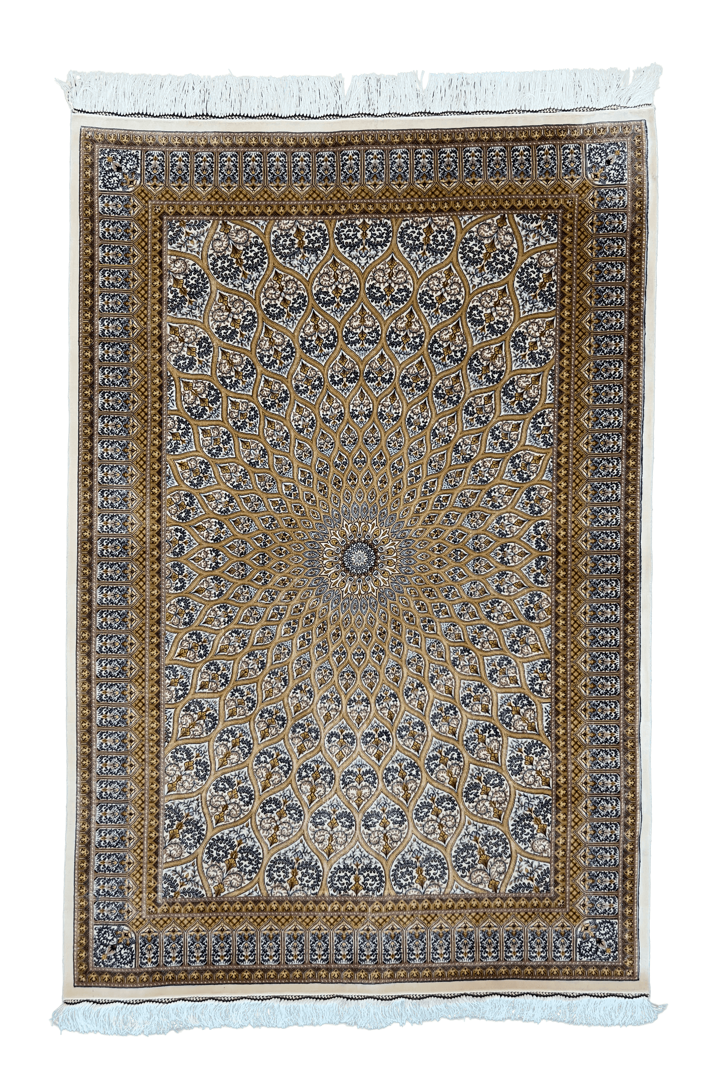 Brown Gonbad Dome Bamboo Silk Rug