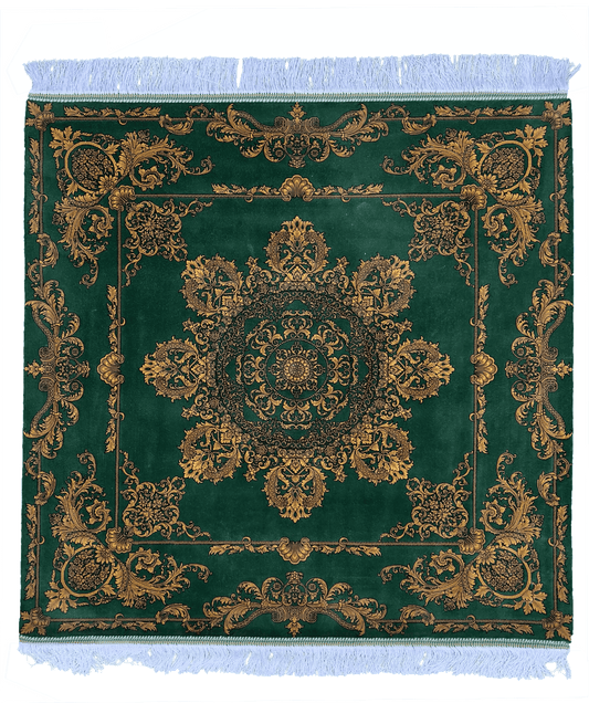 Square Green Emerald Elegance Bamboo Silk Rug