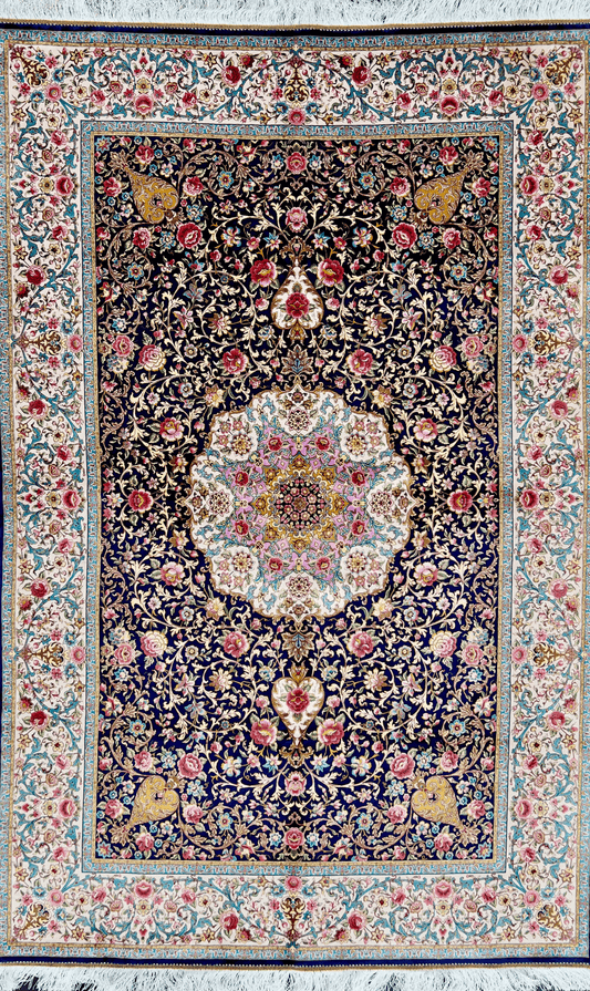 Floral Gem Bamboo Silk Rug