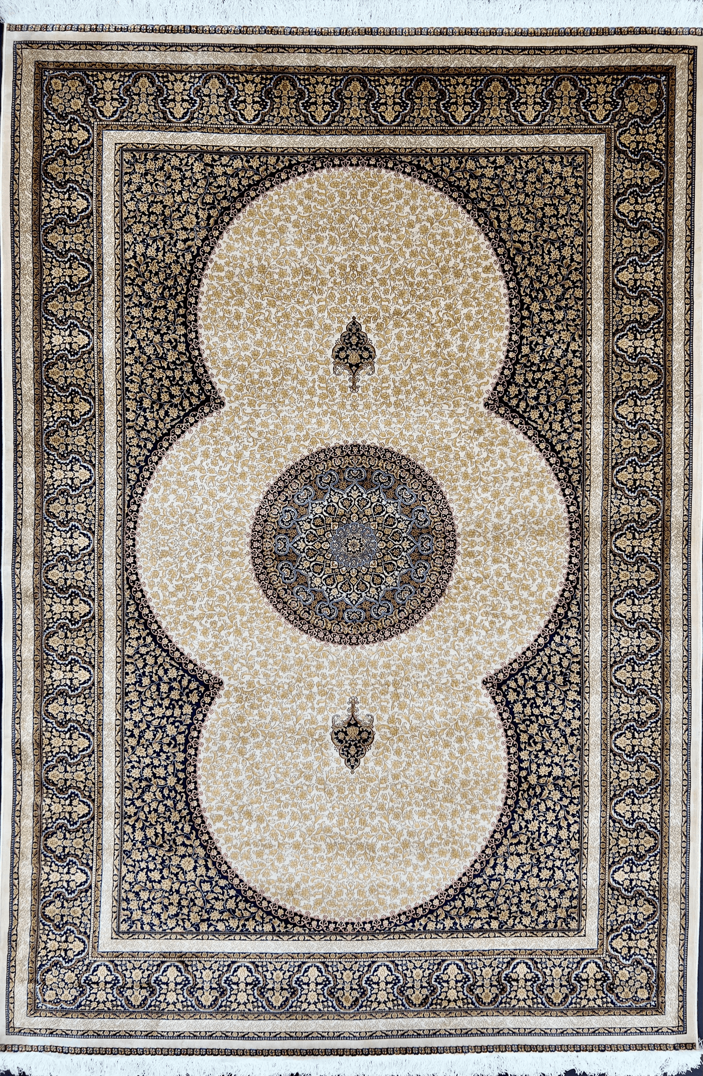 Beige Croissant Bamboo Silk Rug