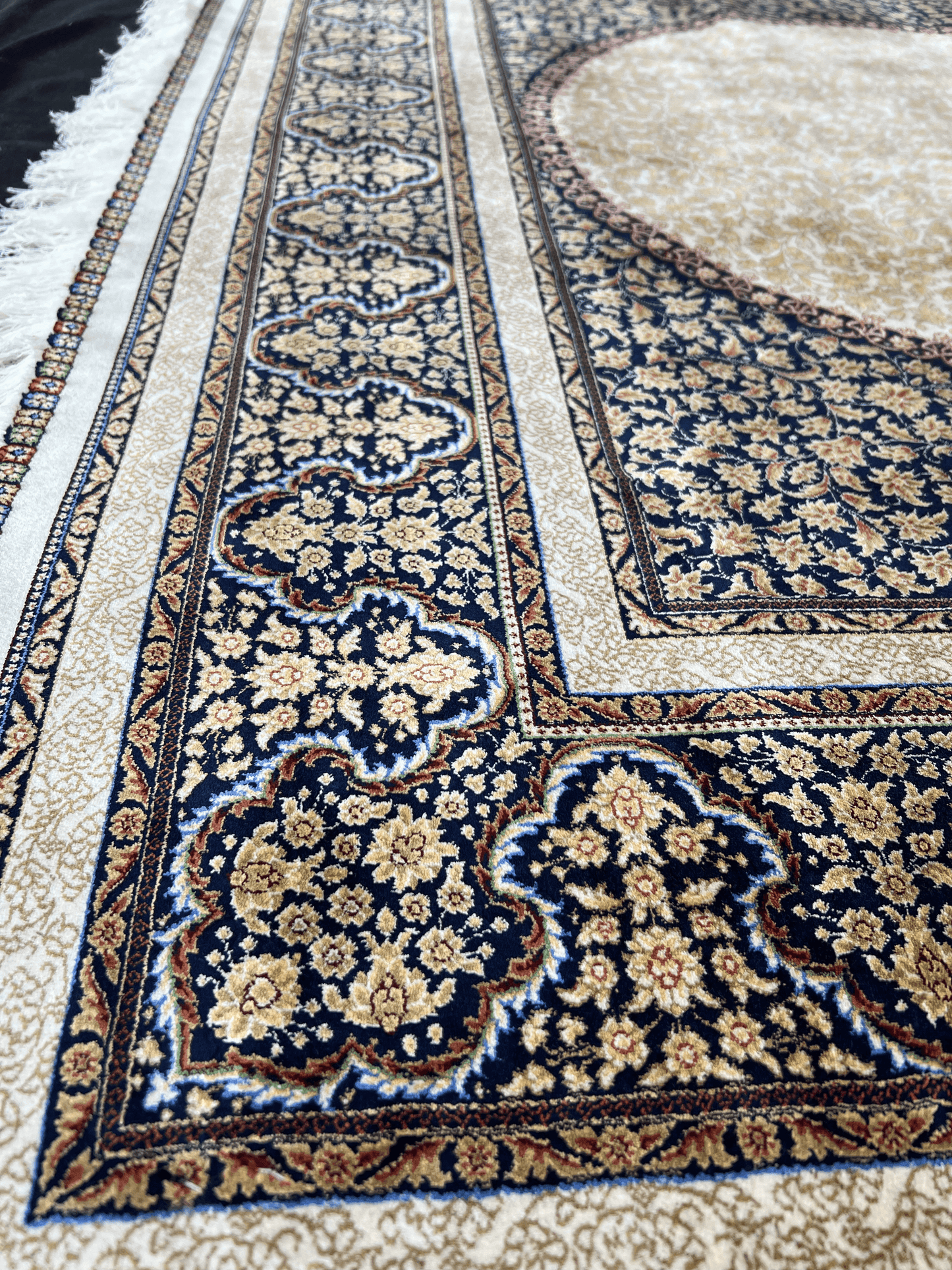 Beige Croissant Bamboo Silk Rug