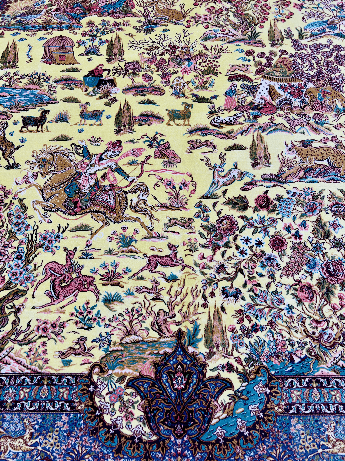 Magical Yellow Hunting Shekargah Rug