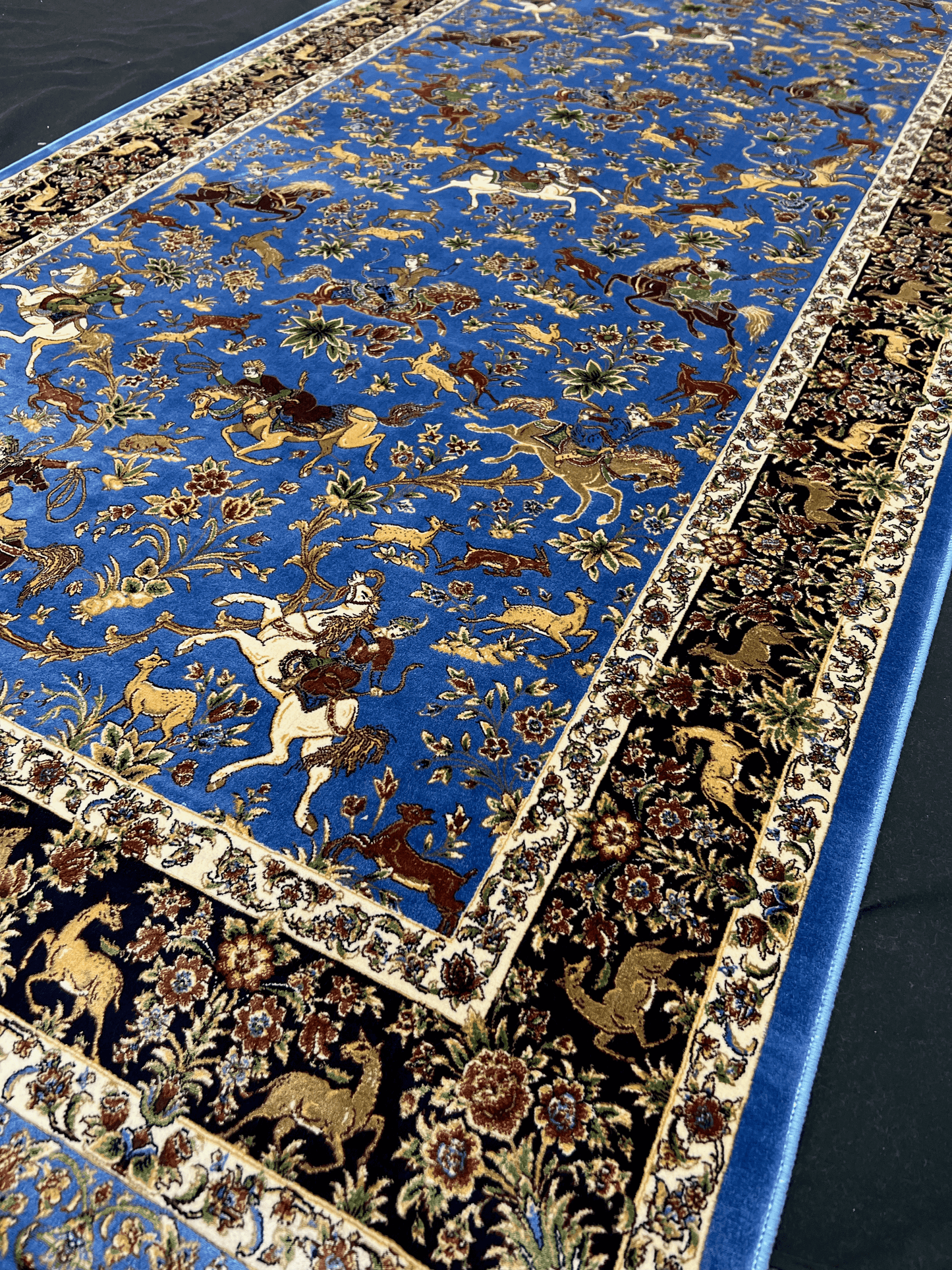 Blue Hunting Shekargah Runner Rug