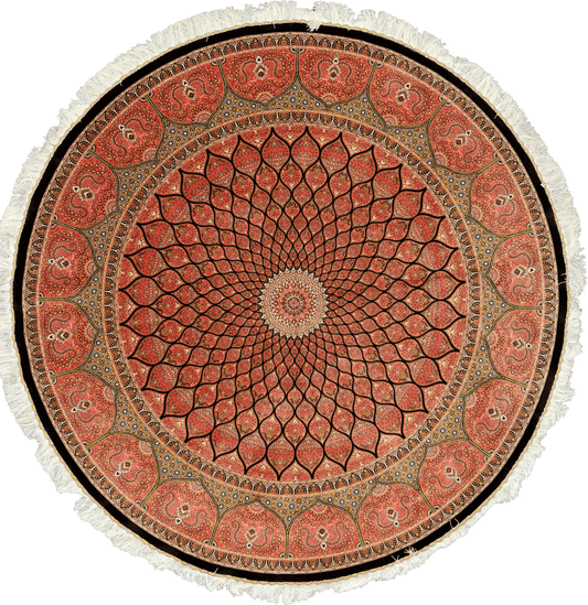 Round Fiery Sunset Dome "Gonbad" Area Rug