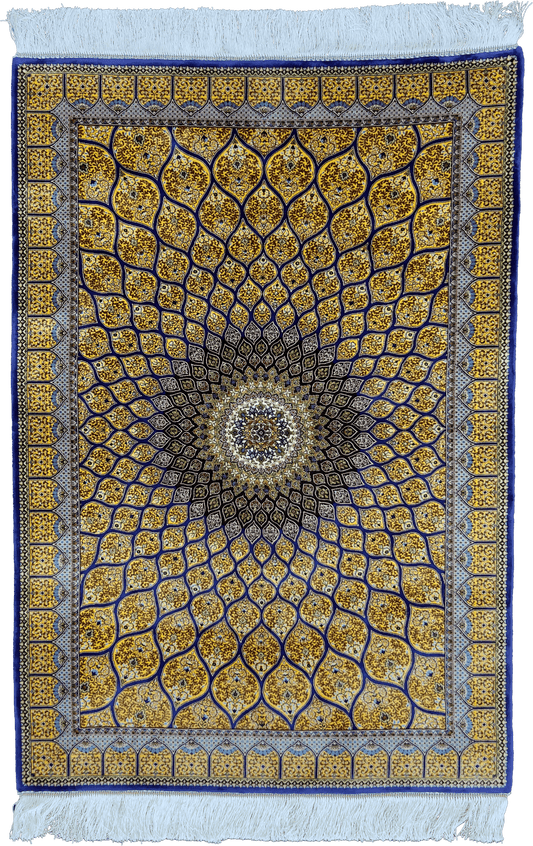 Sunny Dome Gonbad Silk Persian Rug Carpet