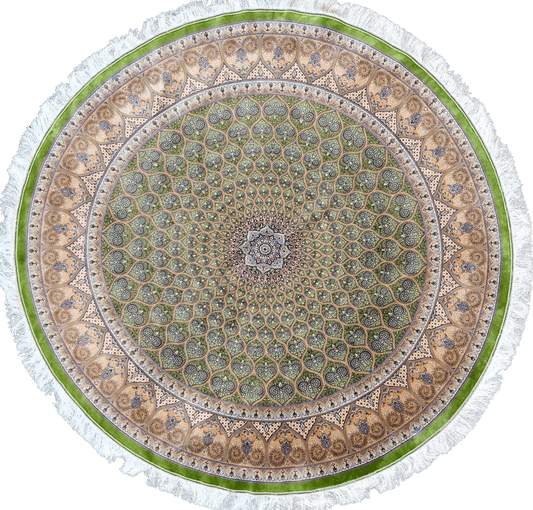 Green Round Gonbad Dome Rug