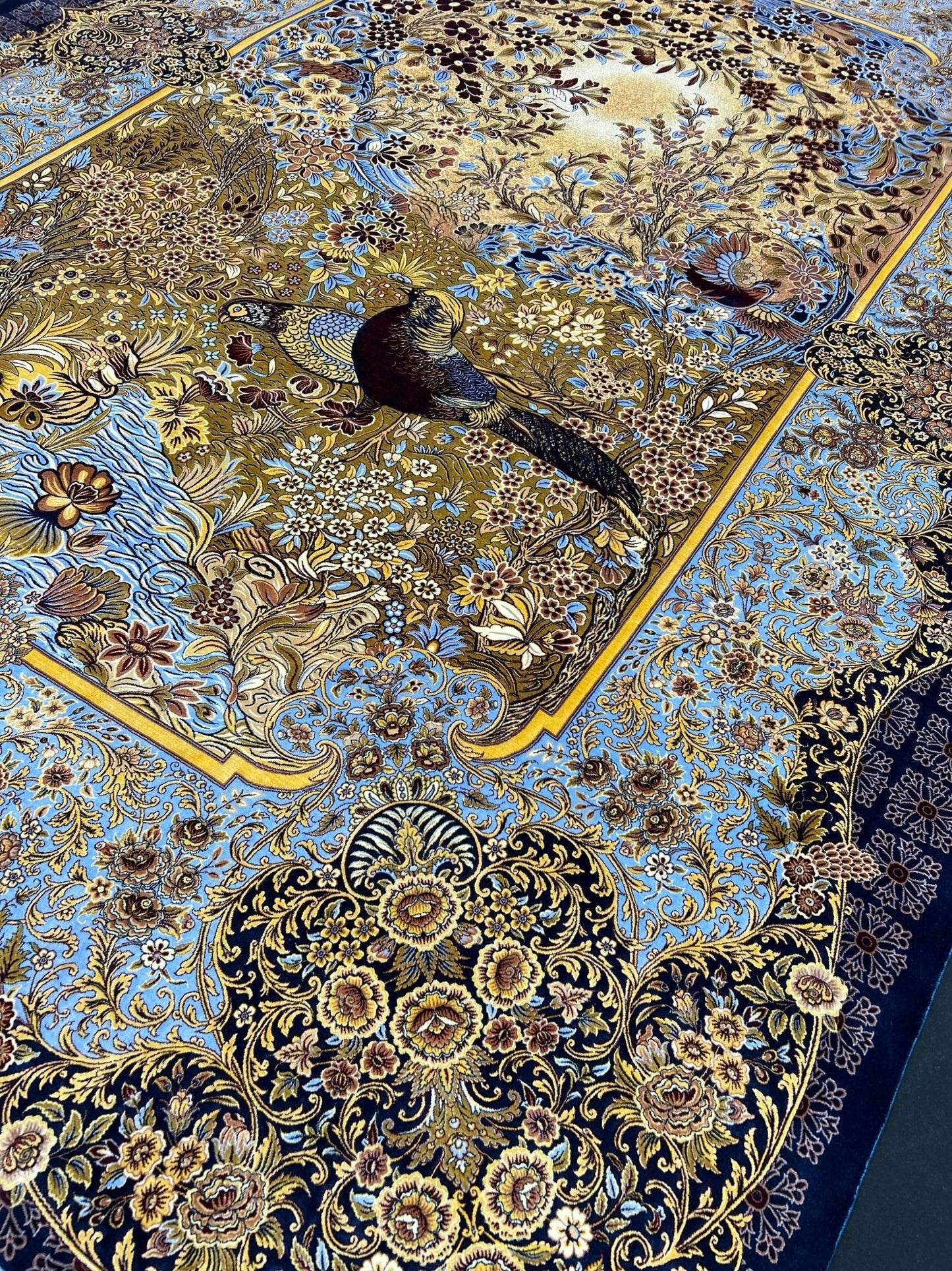 Blue Garden Silk Area Rug