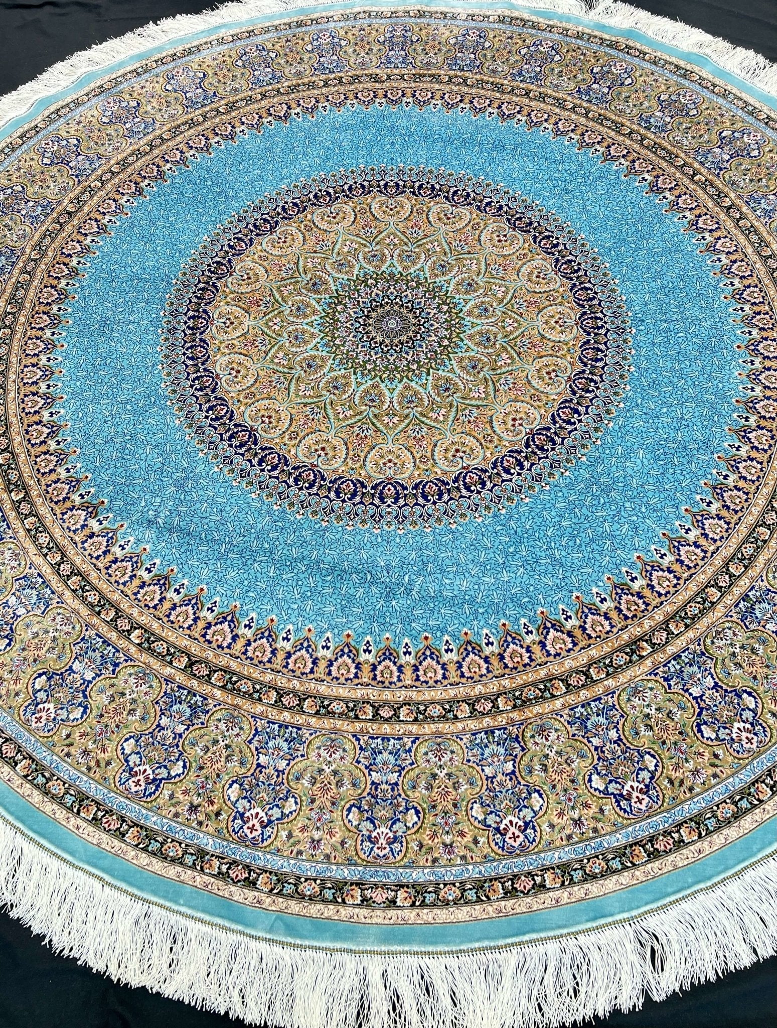 Blue Gaz Round Silk Rug