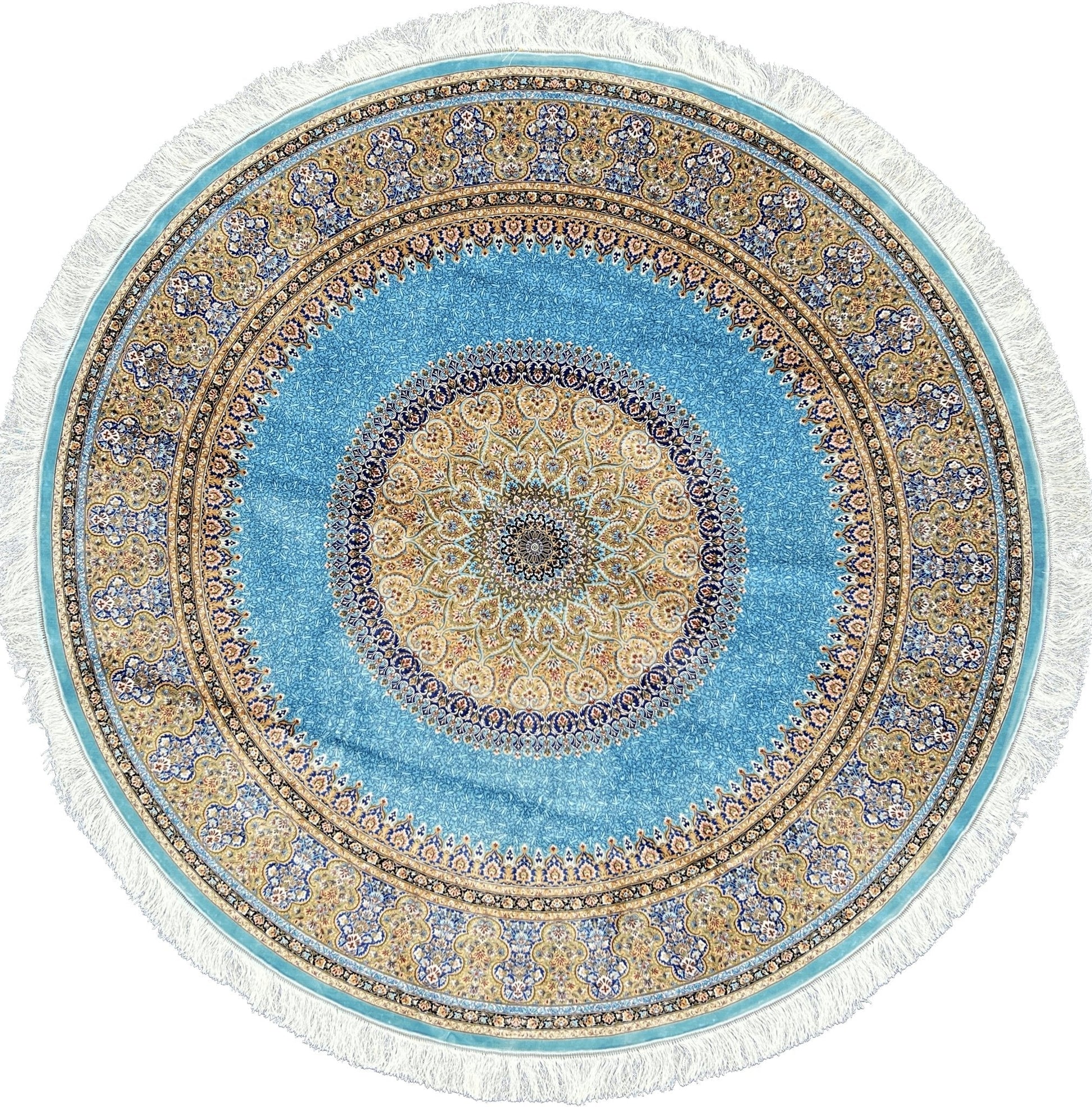 Blue Gaz Round Silk Rug