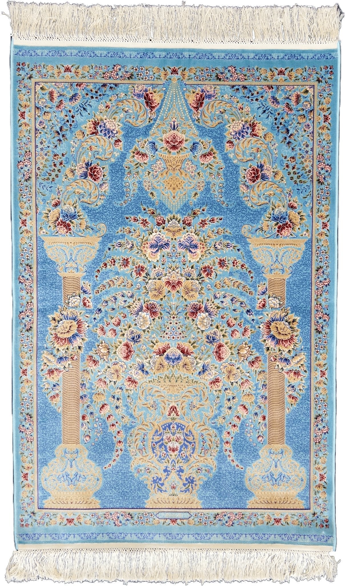 Blue Pillar Silk Rug