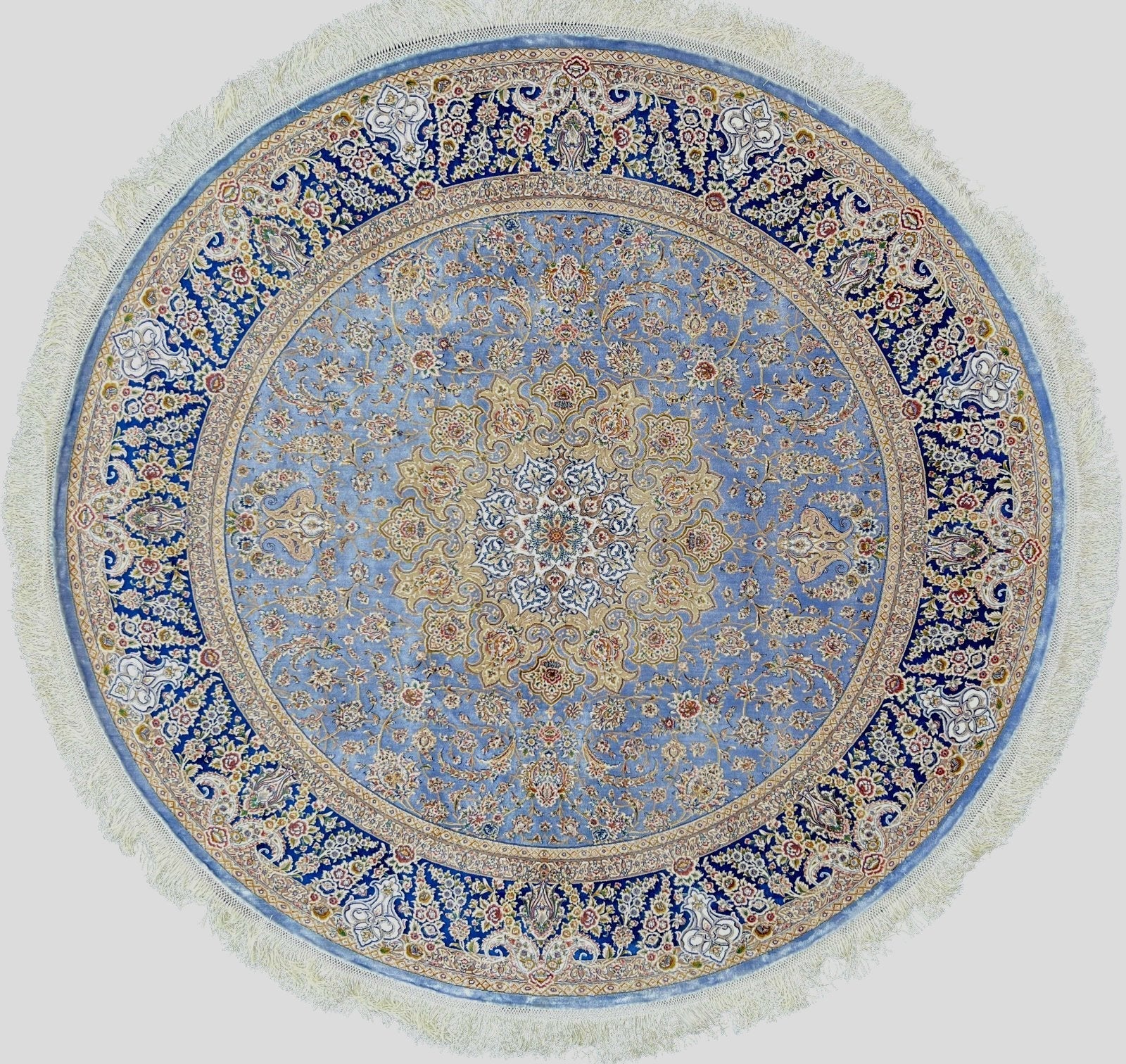 Blue Sun-Kissed Round Silk Rug – Loma Rugs