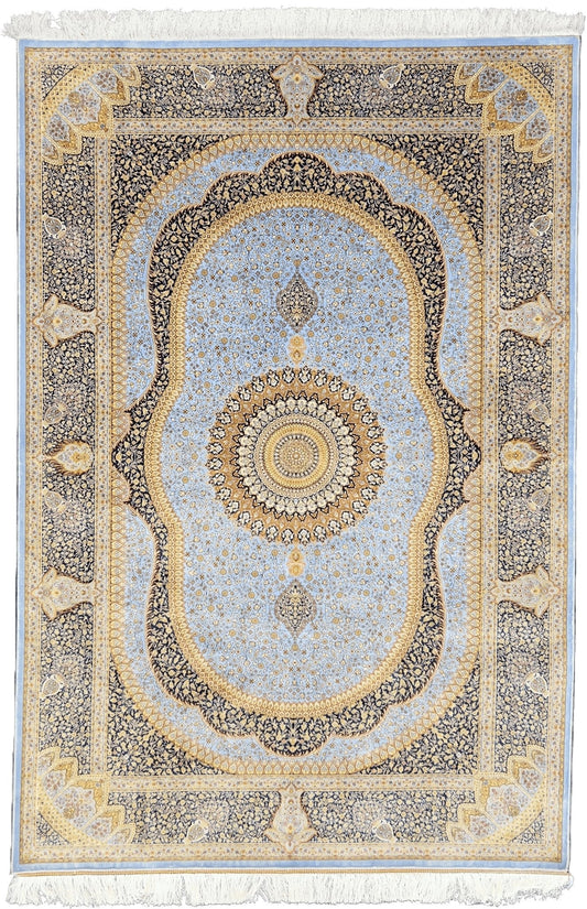 Light Blue Mediterranean Sea Silk Rug