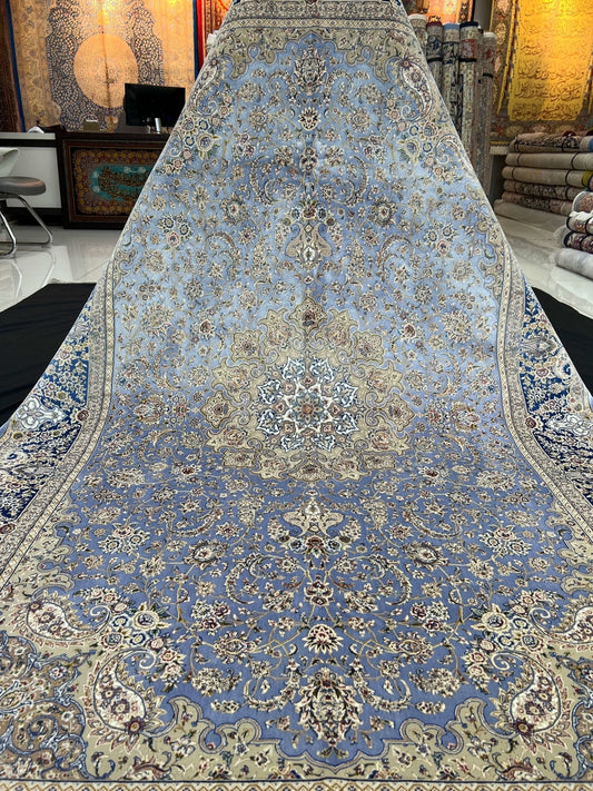 Light Subtle Blue Silk Area Rug