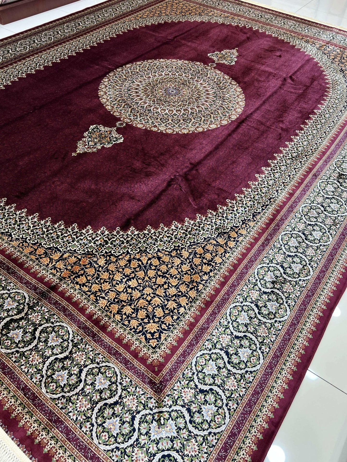 Maroon Round Medallion Area Rug