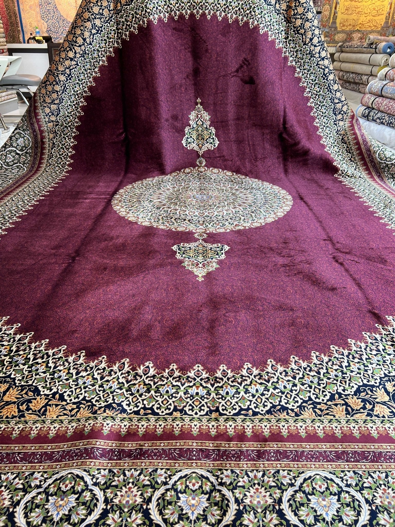 Maroon Round Medallion Area Rug