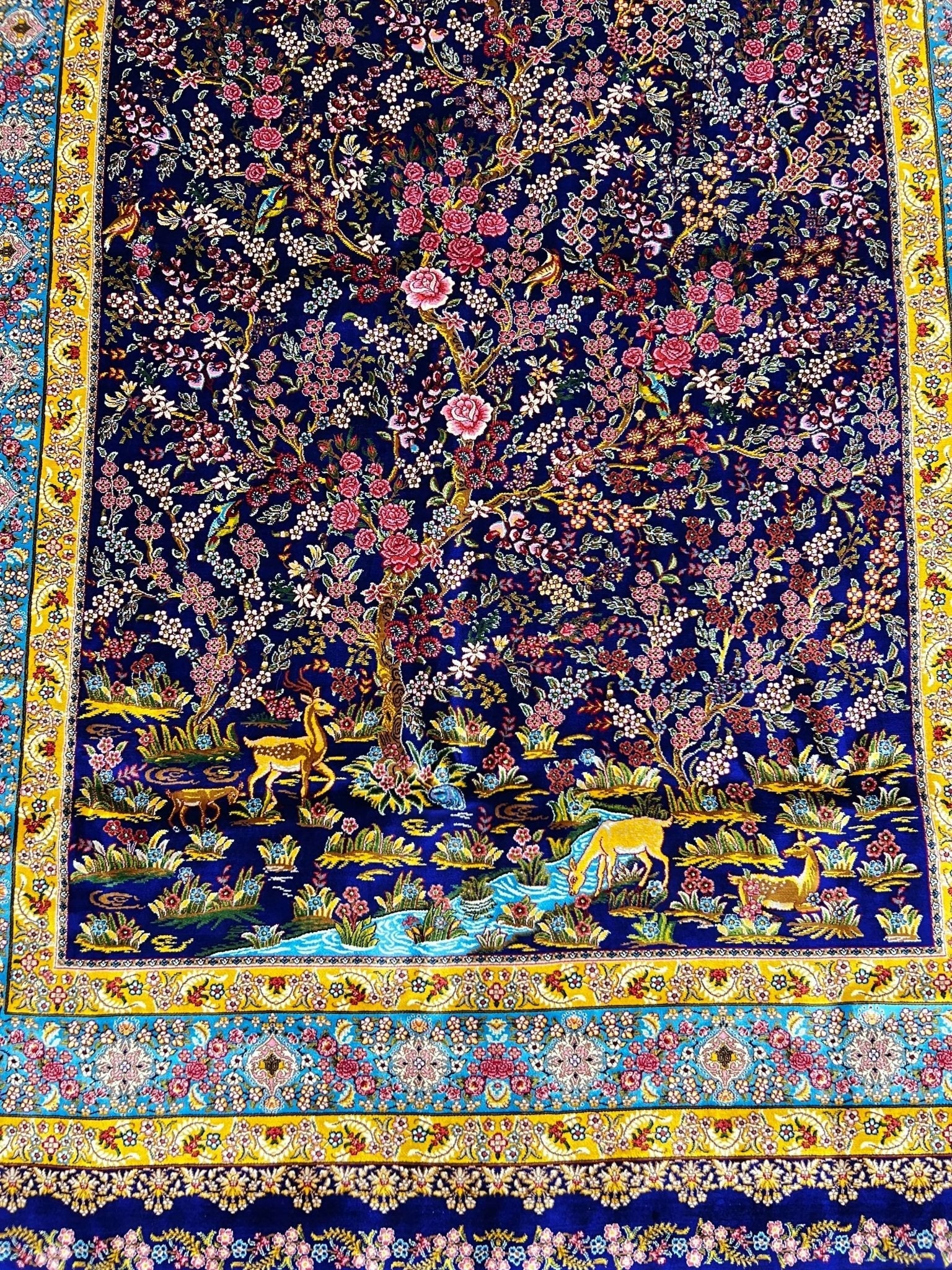 Navy Mystical Garden Silk Rug