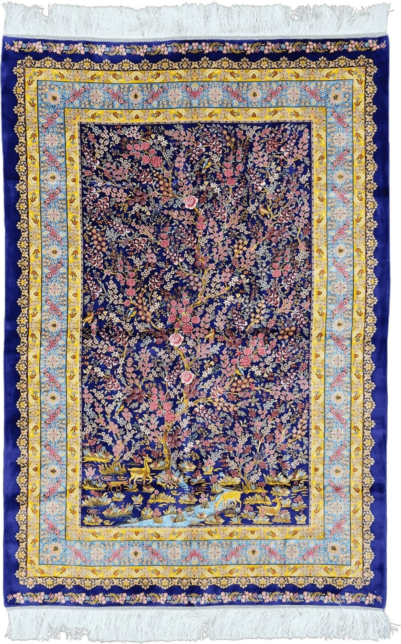 Navy Mystical Garden Silk Rug