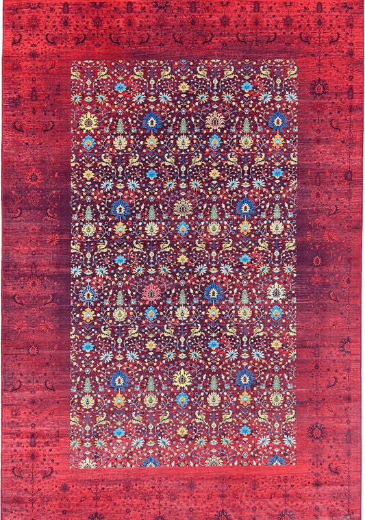 Red Tribal Symphony - Printed Rug