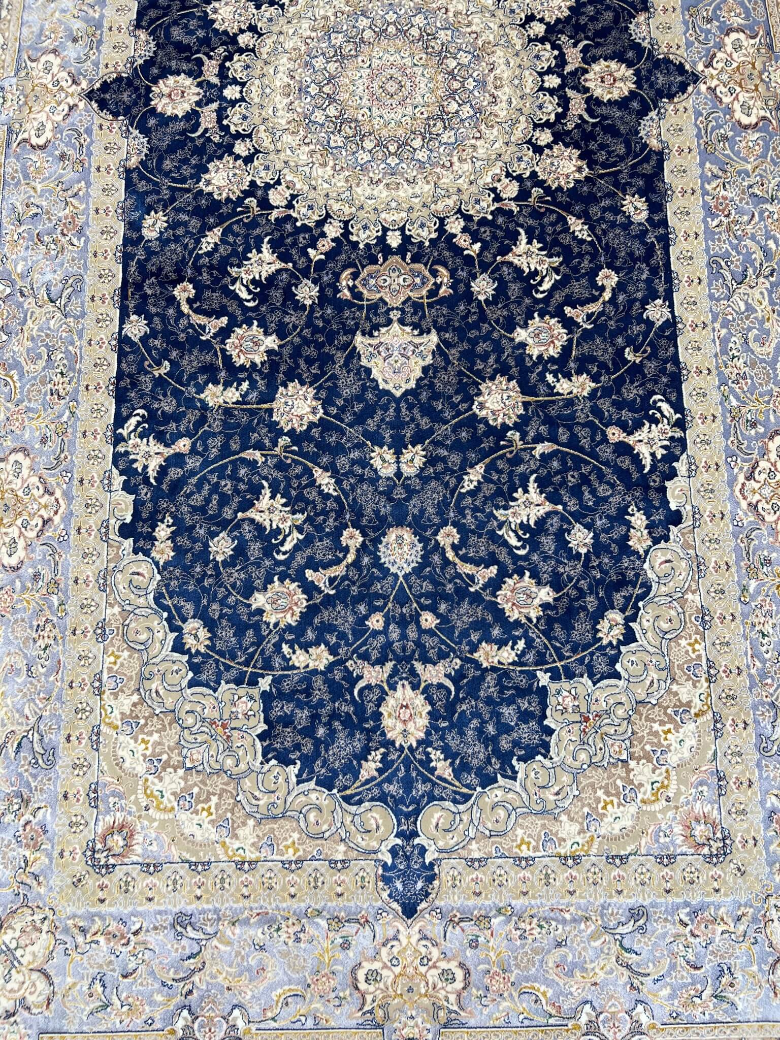 Royal Navy Blue Runner Silk Rug