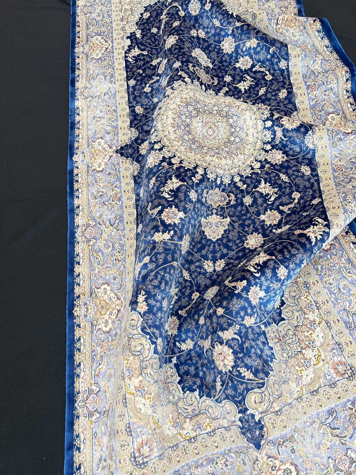 Royal Navy Blue Runner Silk Rug