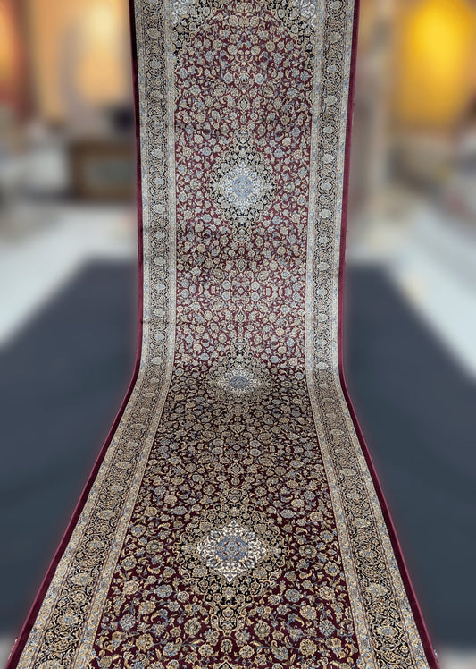 Runner Traditional Red Silk Rug