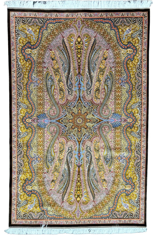 Vibrant Multi-Color Silk Area Rug