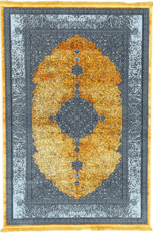 Yellow Modern Silk And Acrylic Area Rug